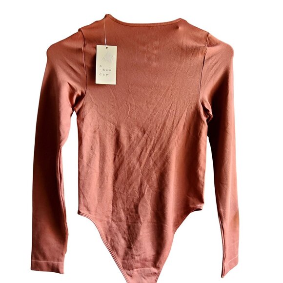 A New Day Rust Long Sleeve Bodysuit X-Small Cotton Blend Machine washable - Picture 3 of 5